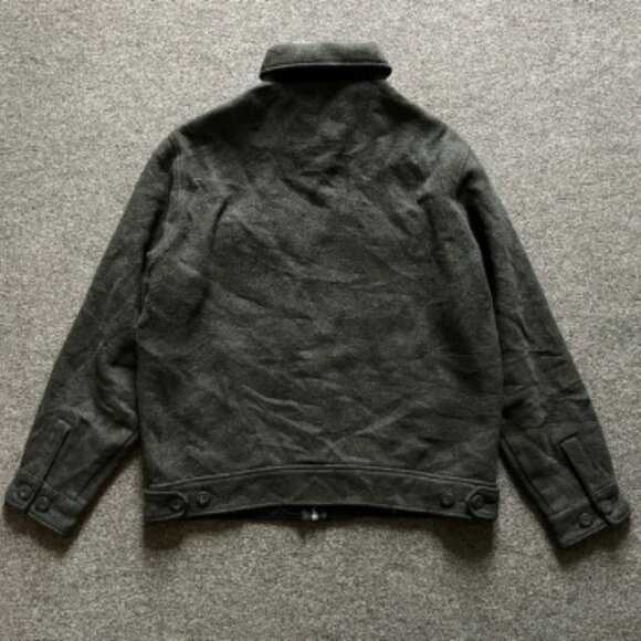 Woolrich Wool Blanket Lined Long Sleeve Full Zip Barn Over Coat Green Mens Large - Picture 2 of 16